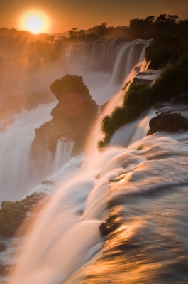Dramatic back-lit view of the Falls - Argentina side